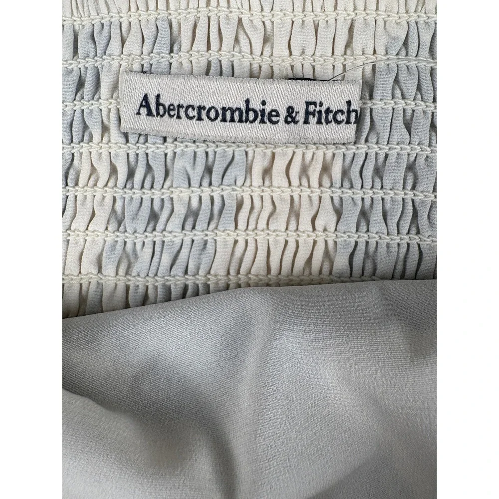 Abercrombie & Fitch Womens M Blue Floral Puff Sleeve Smocked Corset Top Blouse